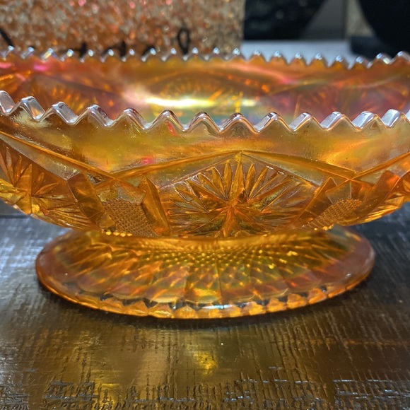 Vintage Imperial Glass Star & File Marigold Sawtooth Bowl! - Picture 2 of 7